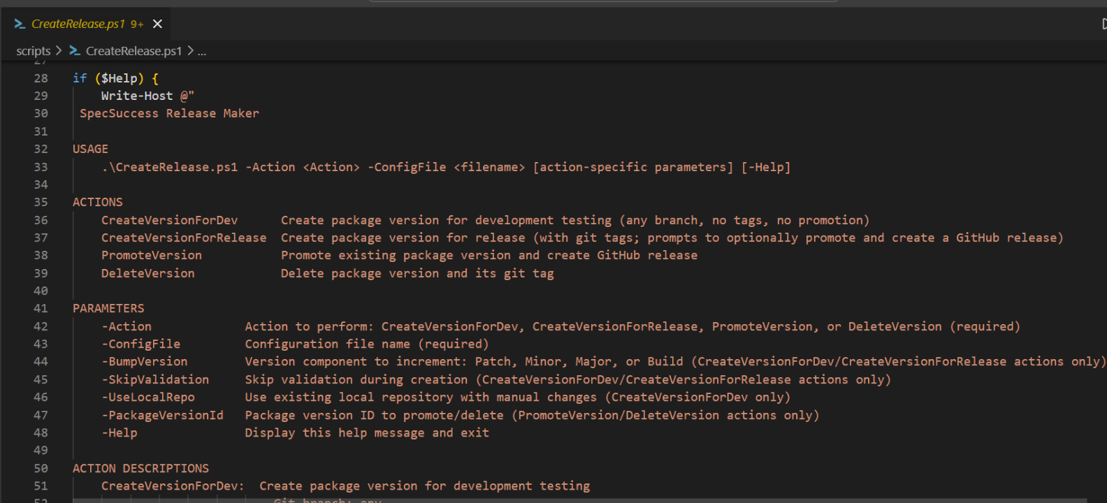 DevOps Packing and Release Automation comment header