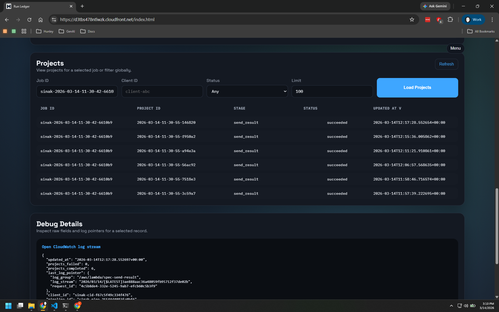 Event-Driven Run Ledger ui screenshot 2