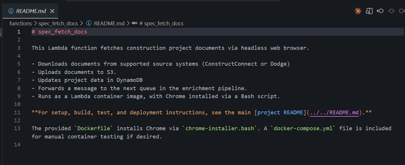 Code screenshot of serverless document retrieval system